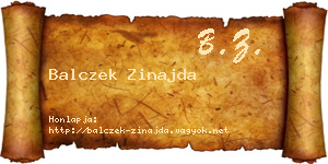 Balczek Zinajda névjegykártya